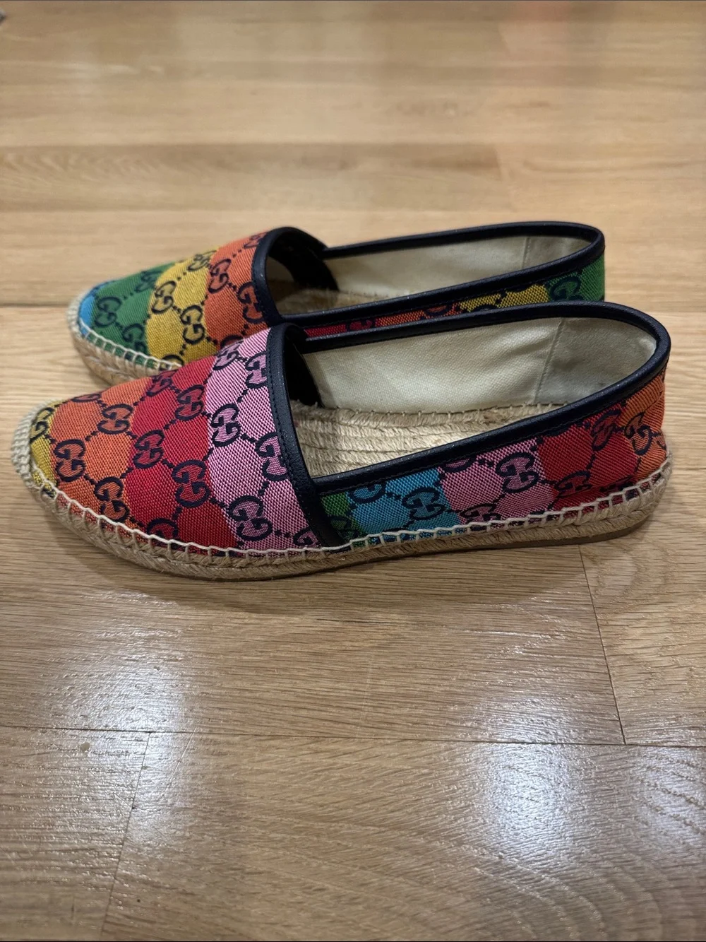 Gucci Multicolor Rainbow GG Canvas Espadrilles - Picture 2 of 8